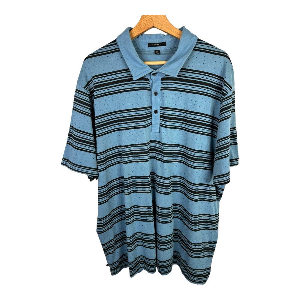Travis Mathew Mens size XXL Striped Speckled Pima Cotton Polo Short Sleeve Shirt